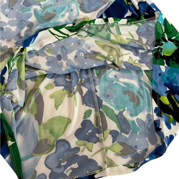 Lauren Ralph Lauren Cannes Blue Floral Flutter Sleeve Matte Jersey Dress Sz 14W - Picture 11 of 17